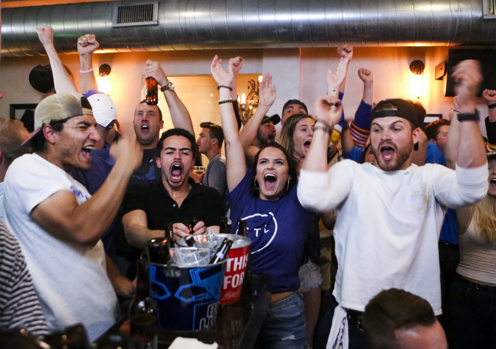 Blues fans watch Game 5 win at Duke's